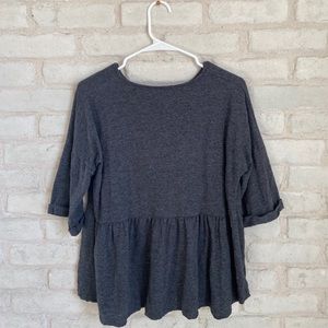 DownEast Grey Boxy Fit 3/4 Sleeve Blouse S